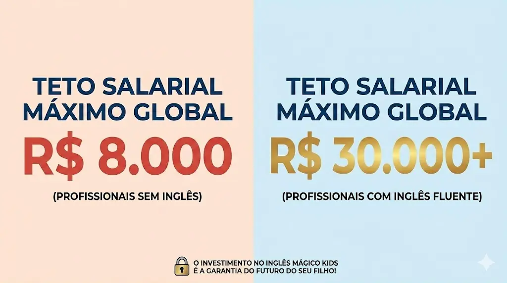 Comparativo de teto salarial: profissionais sem inglês x com inglês fluente